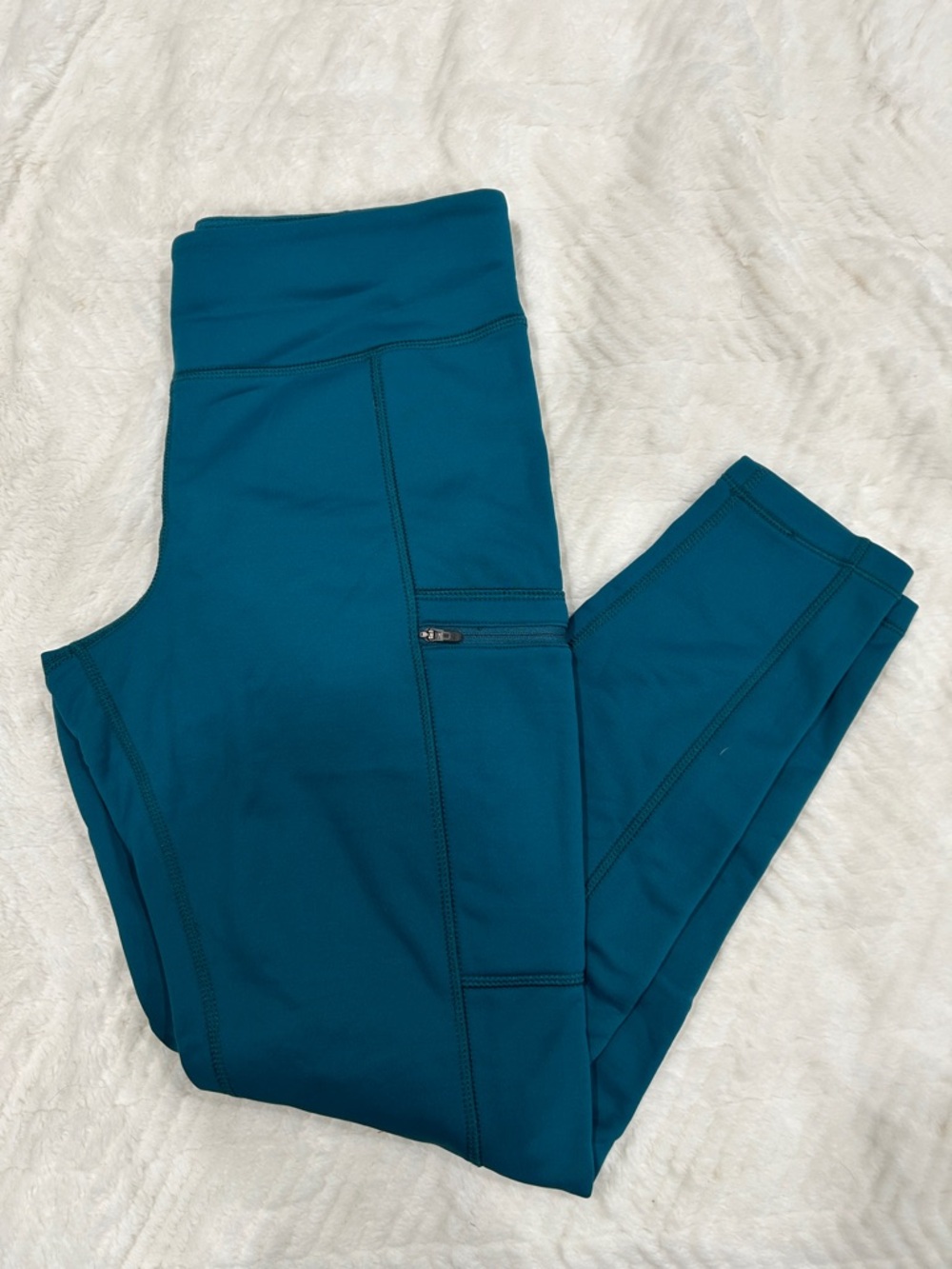 LL BEAN Teal Performance Leggings with Side Zip Pocket